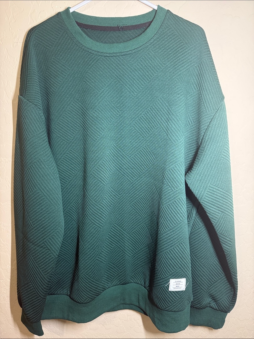 Classic Men's Crewneck Sweater in Teal Green